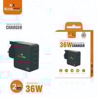 راس شاحن جداري بـ 4 منافذ USB وط36 أسود