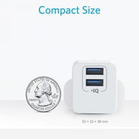 شاحن جداري انكر باوربورت صغير بمنفذين USB وقوة 12...