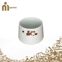 كوب سيرامك بتصميم حجري - 180 مل ابيض مرقط بالبني