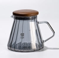 سيرفر V60 - زجاجي اسود داكن بغطا خشبي مقاس 01 - 02...