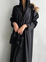 عباية كريب اسود نص كلوش - G78