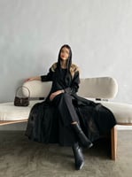 عباية شامواه اسود بتطريز دهبي - G69