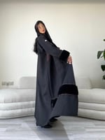 عباية فرو شتوية اسود جوخ | G67
