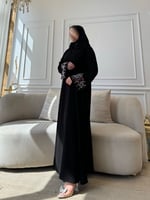 عباية كريب ملكي اسود | G85