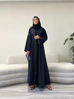 عباية كريب تايواني اسود | G58