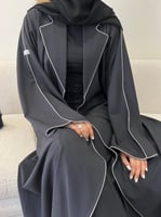 عباية كريب تايواني اسود | G58