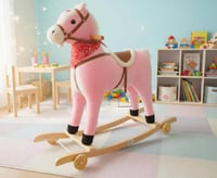 كرسي هزاز شكل الحصان الوردي