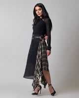 فستان طويل مع كاروهات