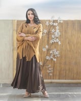 طقم كنزه مع فستان ساتان