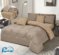 طقم مفرش نفرين فاخر (6 قطع) – حشوة وسط صيفية واستخ...