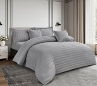 طقم لحاف فندقي فاخر 4 قطع نفر ونص - رمادي