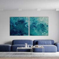 لوحة مربعة قطعتين رسم تجريدي