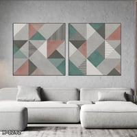 لوحة مربعة قطعتين رسم تجريدي