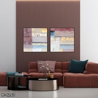 لوحة مربعة قطعتين رسم تجريدي