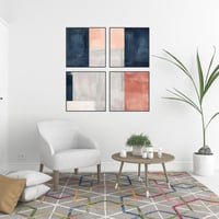 لوحة مربعة 4 قطع رسم تجريدي