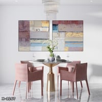 لوحة مربعة قطعتين رسم تجريدي