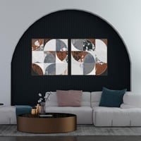 لوحة مربعة قطعتين رسم تجريدي