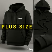 هودي رجالي مخملي دافئ للمقاسات الكبيرة بشعار NASA