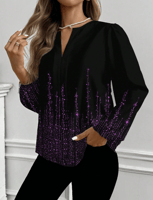 بلوزة نسائية عصرية بنفسجي سادة و بنقوش جذابة بأكما...