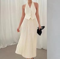 بدلة صيفية جديدة سترة بدلة واحدة الصدر تنورة طية ص...