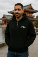 هودي رجالي مخملي دافئ للمقاسات الكبيرة بشعار NASA