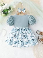 فستان بناتي قطني بفيونكة وأكمام منتفخة لأميرتك الص...