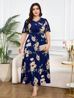 فستان أزرق أنيق بمقاسات كبيرة