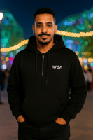 هودي رجالي مخملي دافئ للمقاسات الكبيرة بشعار NASA