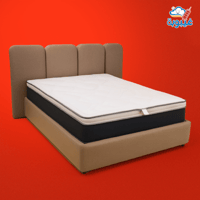 سرير رمادي بخلفية مقسمة - متوفر جميع المقاسات