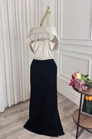 فستان سهرة أسود طويل مطرز