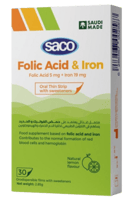 ساكو شرائح حمض الفوليك و الحديد بطعم الليمون 30 شر...