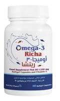أوميجا 3 ريتشا زيت السمك 1250 ملجم + فيتامين ه 60ك...