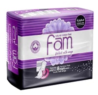 فام فوط صحية نسائية ليلية بالأجنحة 8 قطع