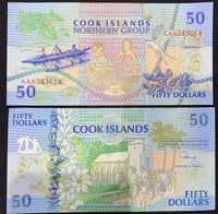 جزر كوك فئة 50 دولار اباوت أنسر ( تصبغات خفيفة سوء...