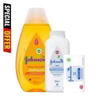 ع خاص جونسون بودرة اطفال 200 +شامبو 500 + صابونة 1...
