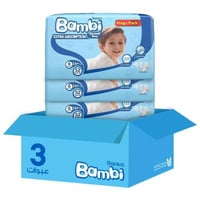 كرتون بامبي حفايض اطفال ميجا 6 52 حبة*3 عبوات | بو...