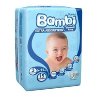 بامبي حفاضات أطفال مقاس 3 15 حبة
