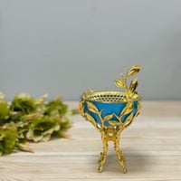 مبخرة ملكية ذهبي وازرق حديد