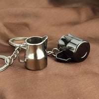 ميدالية مفاتيح قهوة ابريق حليب باللون الفضي من بار...