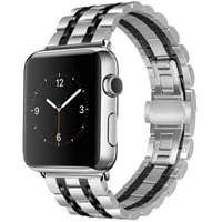 سوار ساعة ابل ستيل فضي و أسود مقاس 38/40 من نيتزي