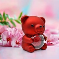 تغليف هدايا الدب الفاخر بوردة دوّارة