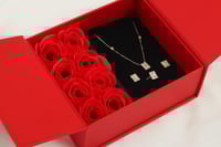 طقم ذهب المستطيلات بفصوص الزيركون (عيار 18)