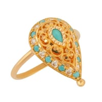 خاتم ذهب دمعة فيروزي ( عيار 21 )