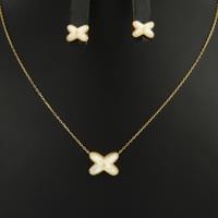 طقم ذهب مطعم بالمينا ( عيار 18)