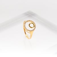 خاتم ذهب دوائر الزركون ( عيار 18)