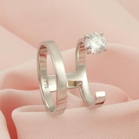 خاتم ذهب ابيض سوليتير ( عيار 18 )