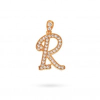 تعليقة ذهب حرف R مزينة بفصوص الزركون (عيار 18)