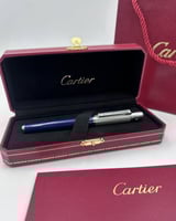 قلم كارتييه فضي وأزرق