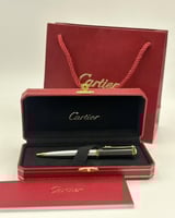 قلم كارتييه اسود باطراف فضيه