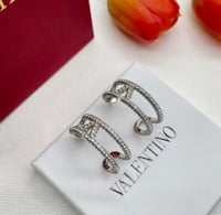 حلق فالنتينو فضي بكرستال